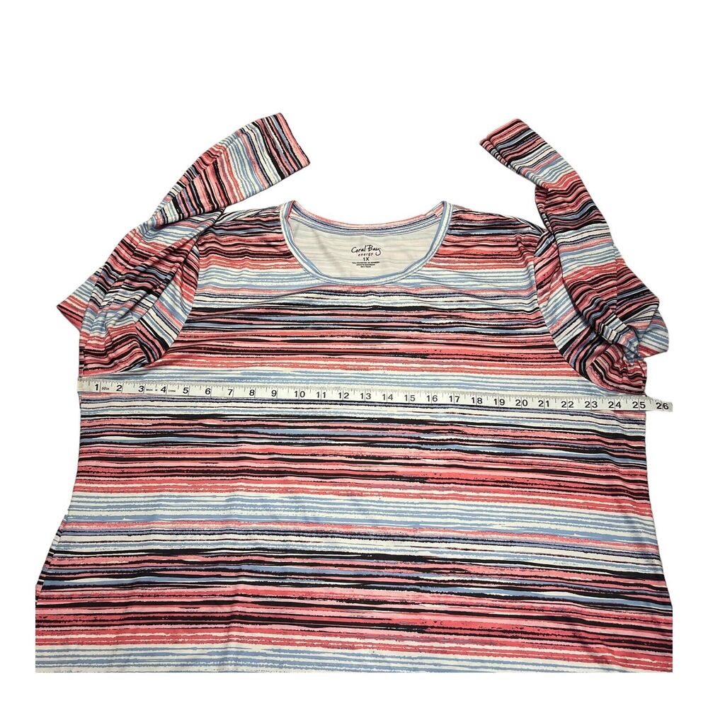Coral Bay Energy Shirt Women's 1X Multicolor Striped Polyester Stretch Pullover - Picture 4 of 6